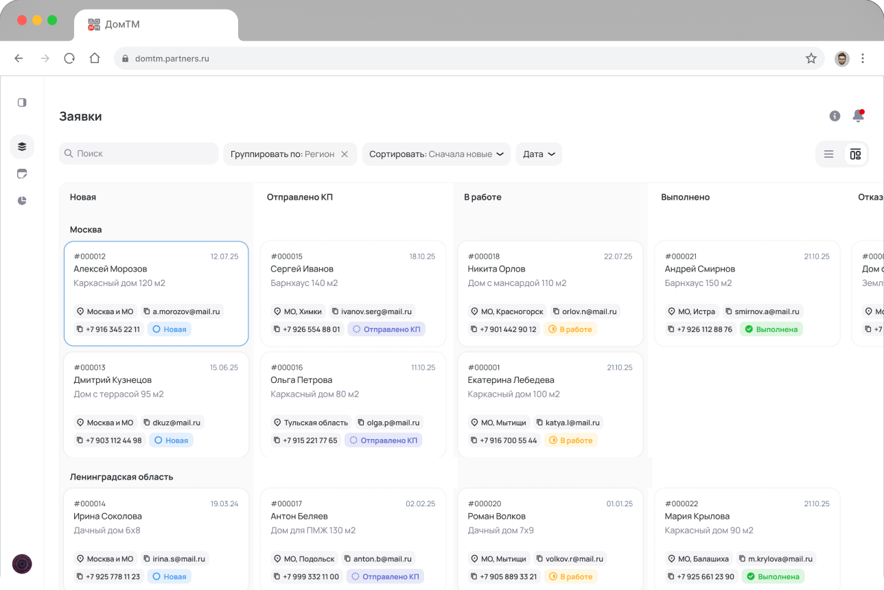 B2B-кабинет менеджера в браузере